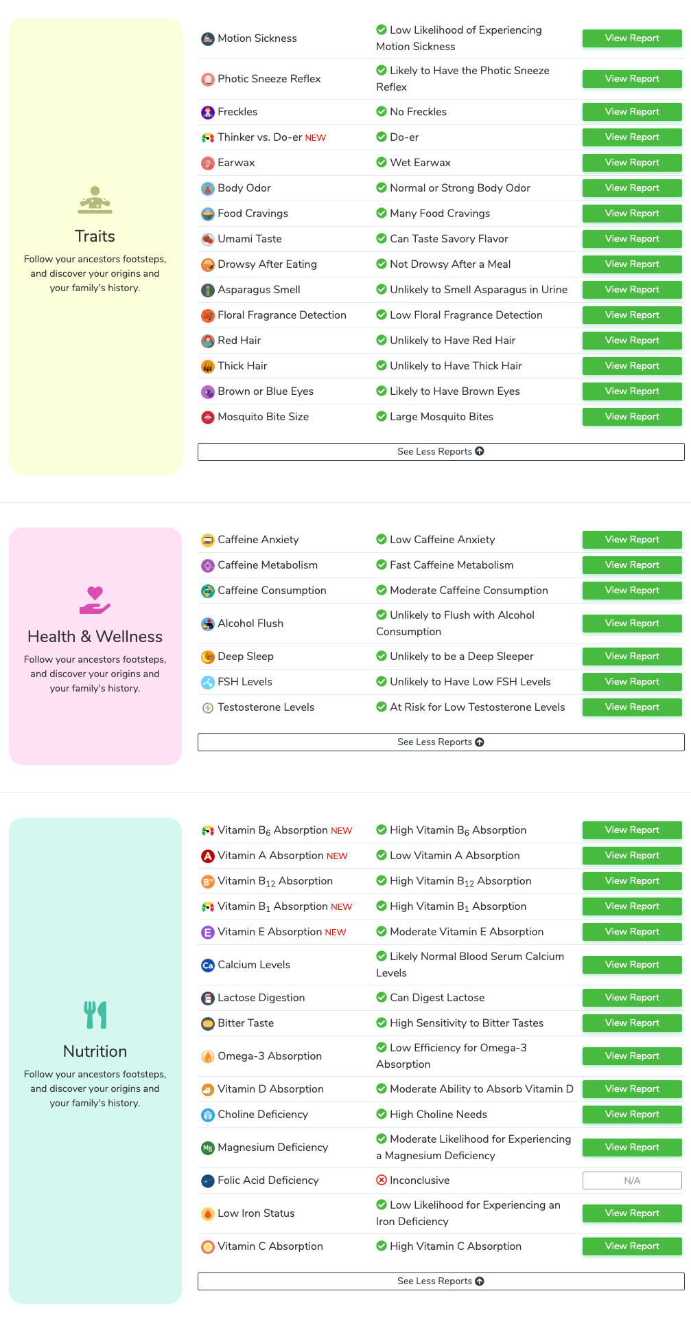 Health Report List