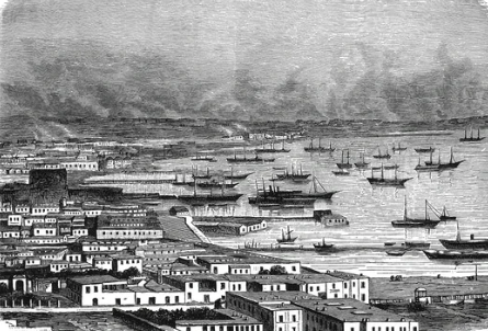 Ancient Mediterranean city connected by sea trade routes